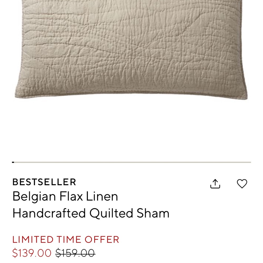 Belgian Flax Linen Quilted Sham - Dark Flax